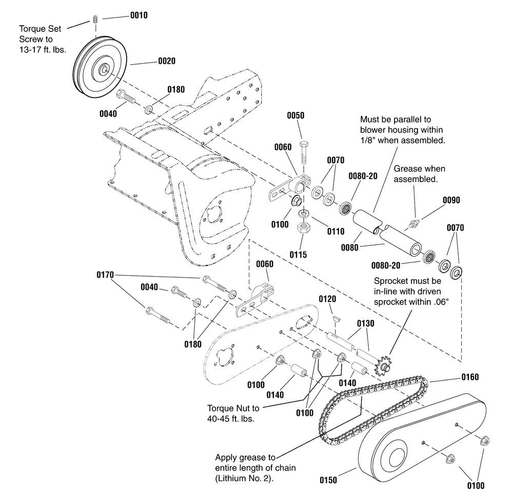 Drive Group (991155) Diagram and Parts List for 1696423-00  Briggs and Stratton Snow Blower